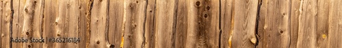 Panoramic fragment of an old wooden fence photo