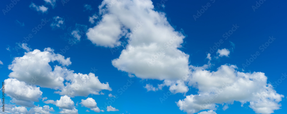blue sky background with white clouds. Summer.