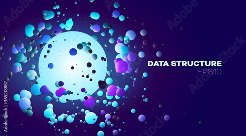 Spheres data structure. Design element. Future concept. Circle shape.