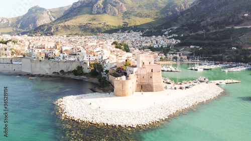 Castellammare del Golfo - Sicilia.  Veduta del castello con il porto retrostante.  photo