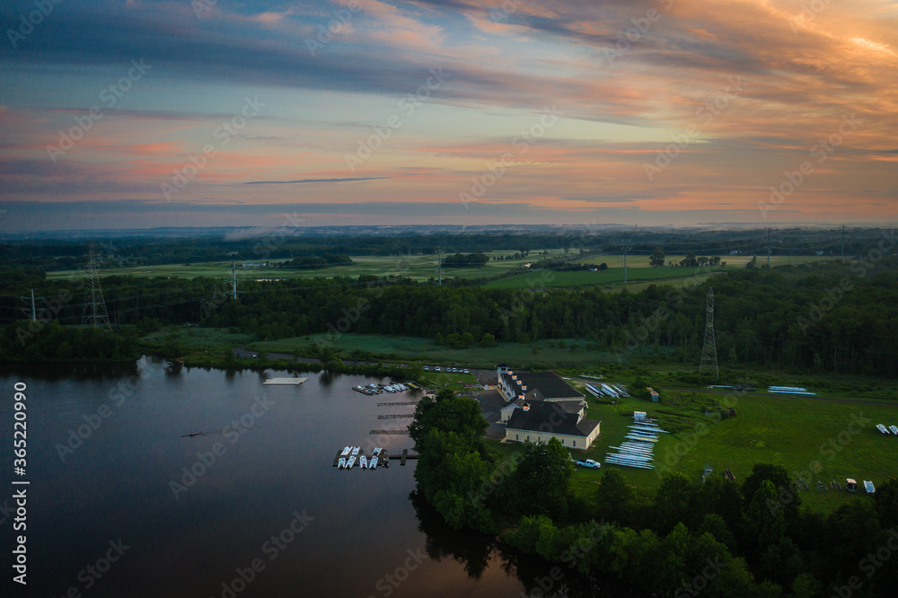 Aerial Sunrise Mercer County Park 