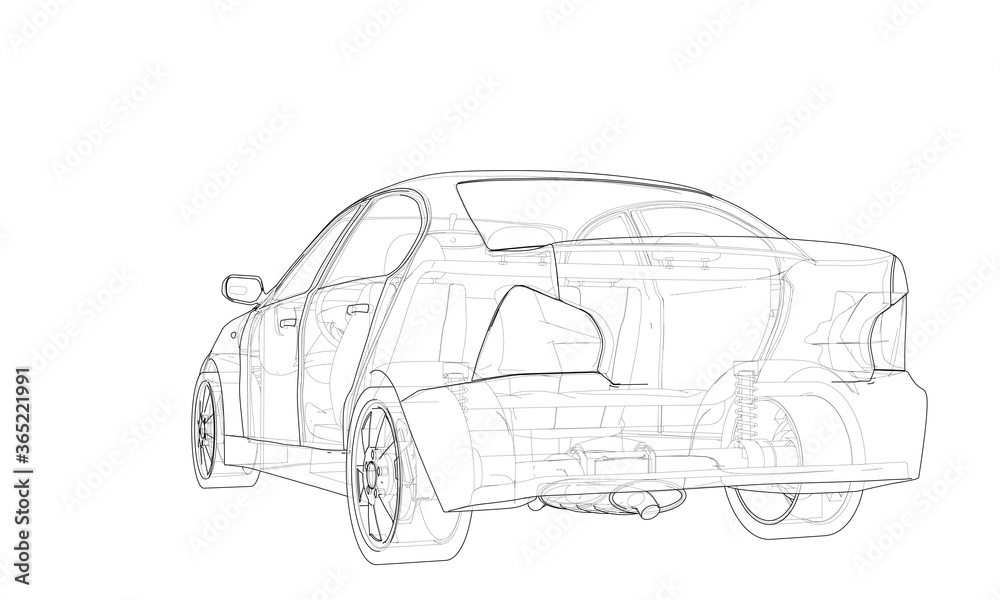 Concept car. 3d illustration