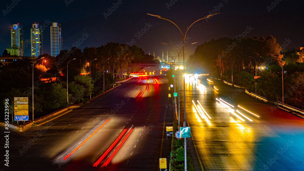 night traffic in city