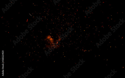 fire flames with sparks on black background