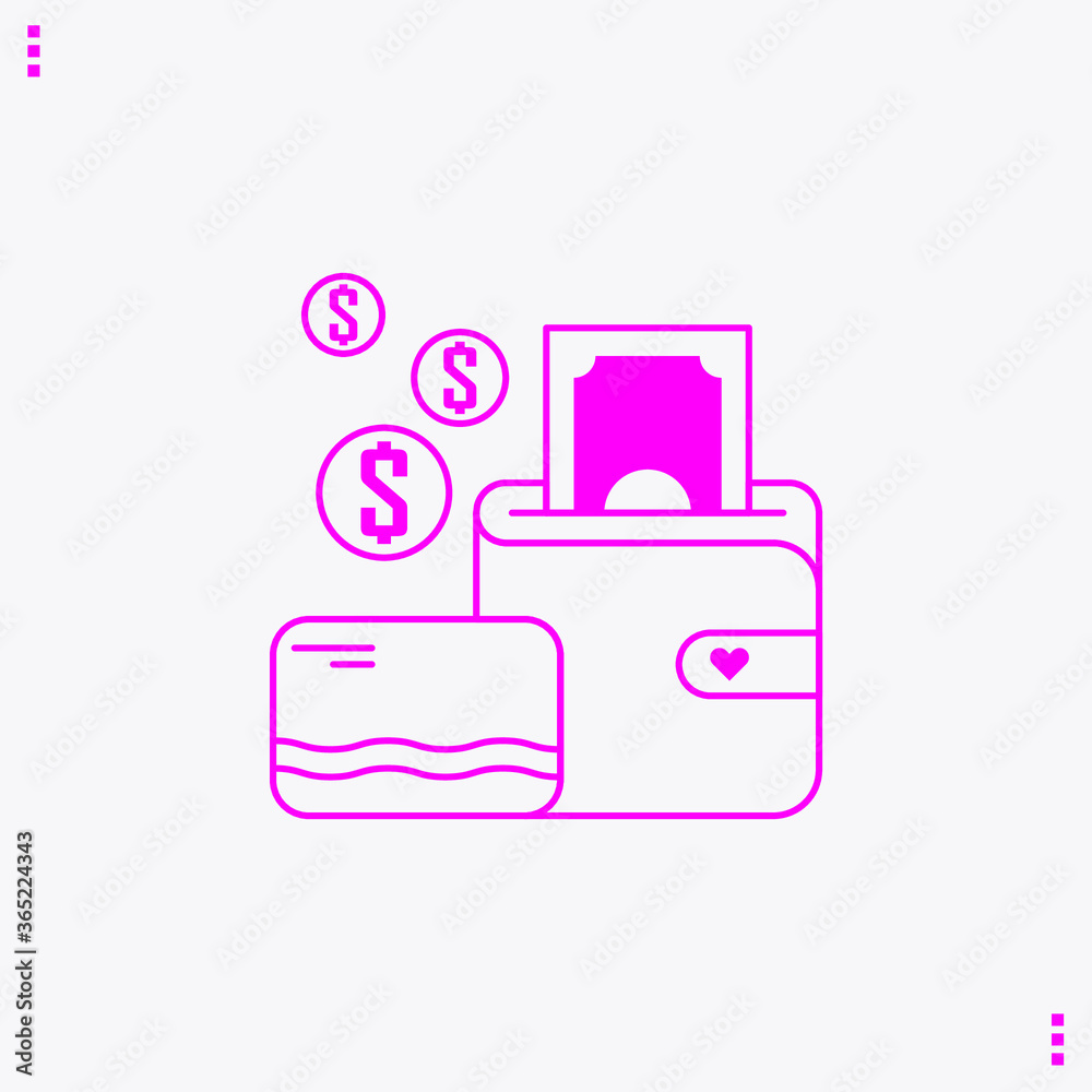 Various icons that represent coins and bank notes Various icons that represent coins and bank notes