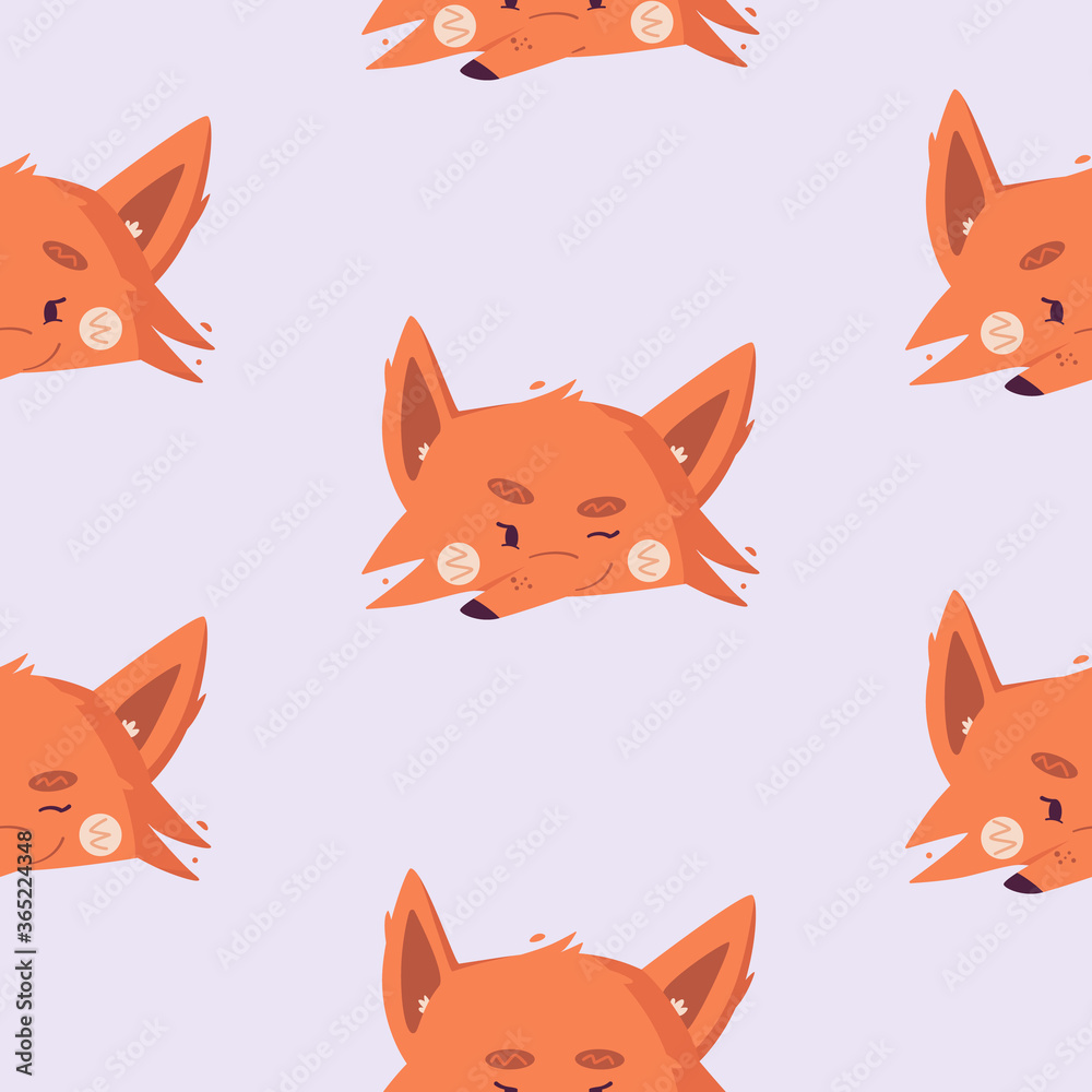 Fototapeta Seamless pattern of cartoon fox. For print, fabrics, decor, wallpaper, shirts