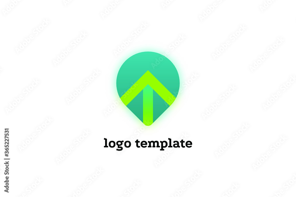 Pointer logo design template. Point gradient arrow wire business icon isolated on white background, directional pointer logotype for label. Vector illustration Pointer logo design template. Point gradient arrow wire business icon isolated on white background, directional pointer logotype for label. Vector illustration