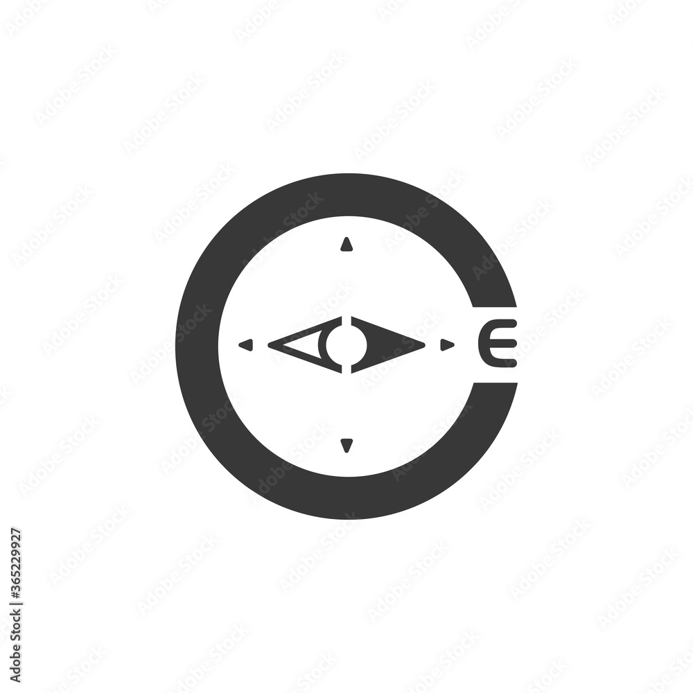 Compass. East direction. Icon. Weather glyph vector illustration Compass. East direction. Icon. Weather glyph vector illustration