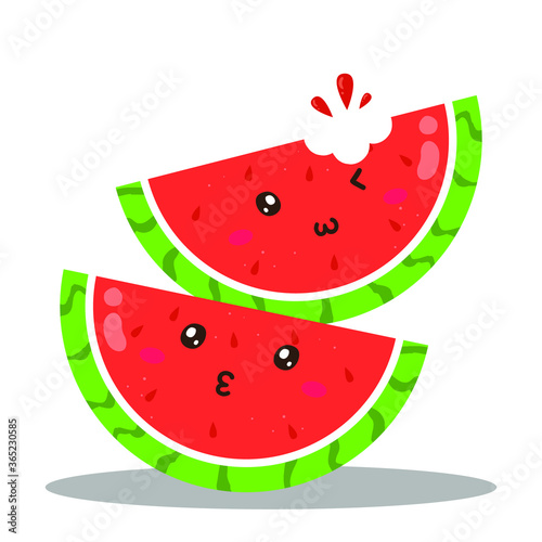 Cute happy juicy watermelon character vector design