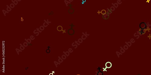 Light Blue, Yellow vector backdrop with woman's power symbols.