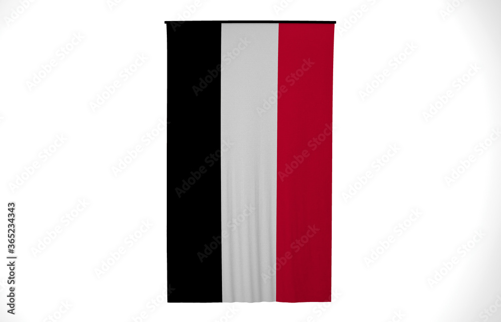 Yemen Flag, Wavy Fabric Flag, 3D Render