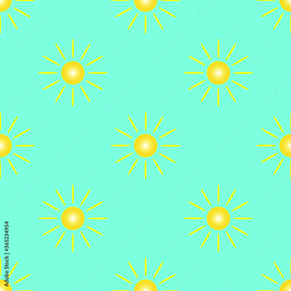 Light blue seamless pattern with yellow suns Light blue seamless pattern with yellow suns