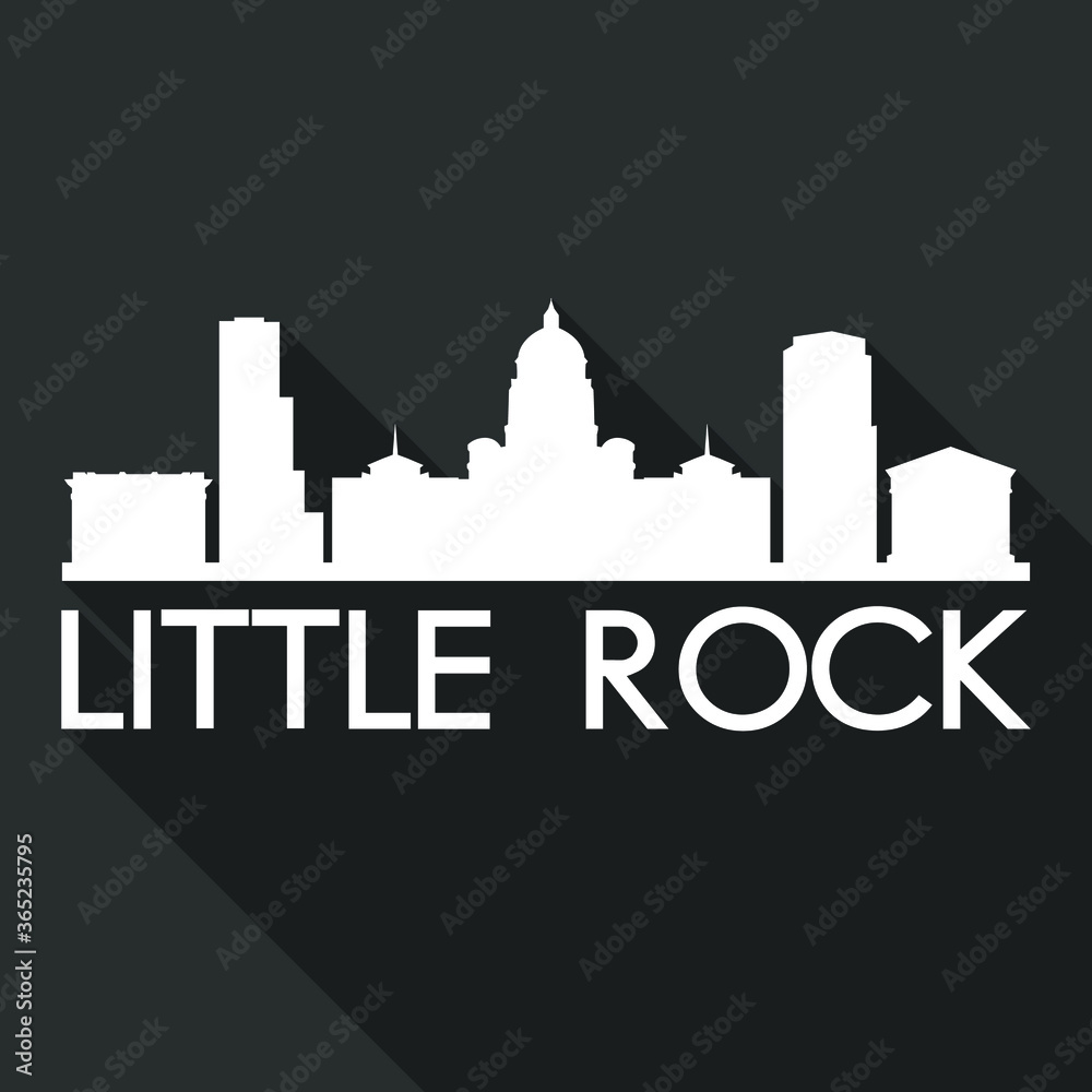 Little Rock Flat Icon Skyline Silhouette Design City Vector Art Famous Buildings.