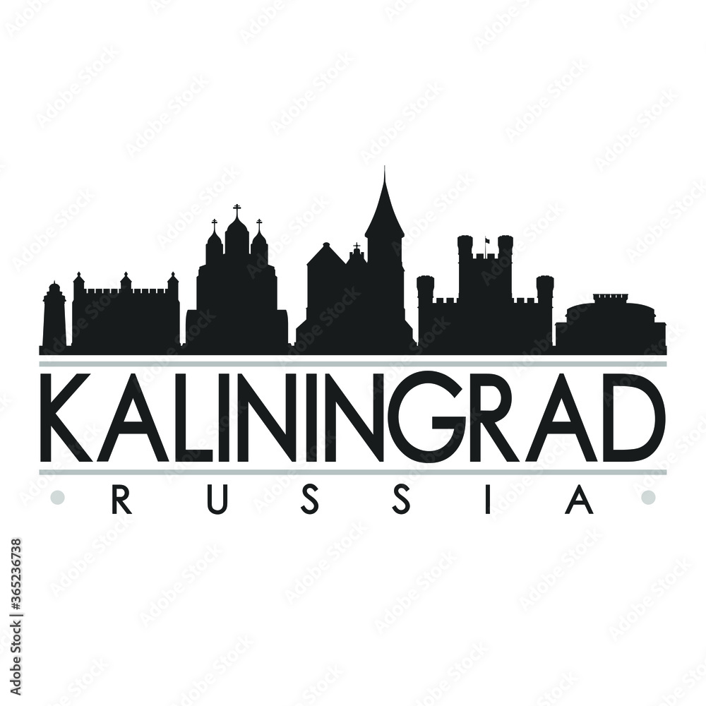 Kaliningrad Russia Skyline Silhouette Design City Vector Art Famous Buildings.