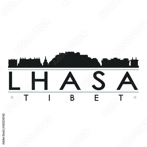 Lhasa Tibet Skyline Silhouette Design City Vector Art Famous Buildings.