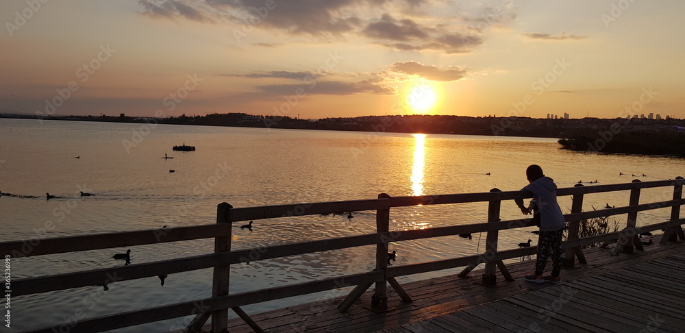 Obraz premium sunset on the lake