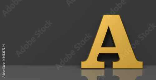 фотографія A letter golden sign 3d capital alphabet letter