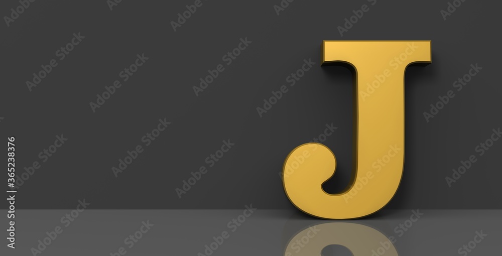 J letter golden sign 3d capital alphabet letter J letter golden sign 3d capital alphabet letter