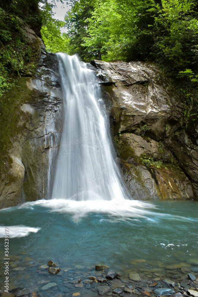 Fototapeta premium Long exposure view of the beautiful Pruncea–Casoca Waterfall landscape, Siriu, Buzau, Romania