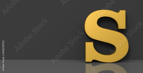 S letter golden sign 3d capital alphabet letter