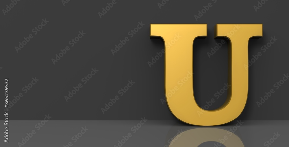 U letter golden sign 3d capital alphabet letter U letter golden sign 3d capital alphabet letter