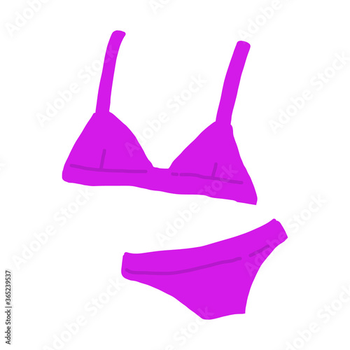 ビキニの手描きイラストアイコンセット【白背景】bikini flat illustration vector icon