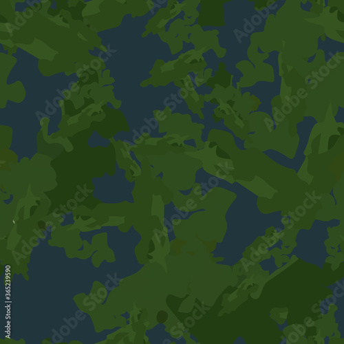 Forest camouflage of various shades of green and blue colors