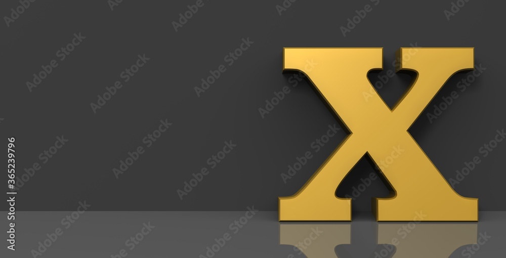 Obraz premium X letter golden sign 3d capital alphabet letter