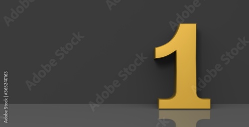 1 one number sign 3d golden numeral 3d photo