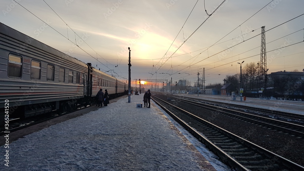 train at sunset train at sunset
