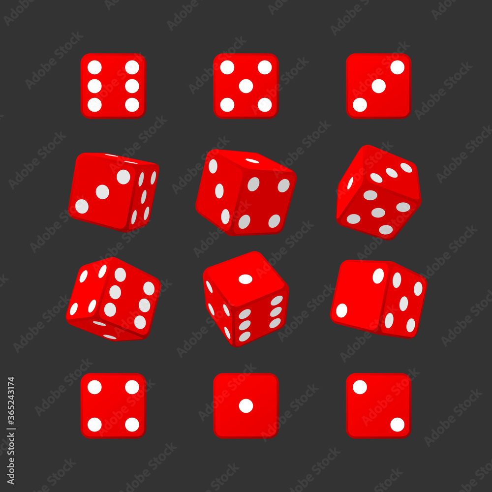 Dice set red casino black background vector illustration Dice set red casino black background vector illustration