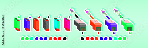 ink cartridge icons. vector illustration