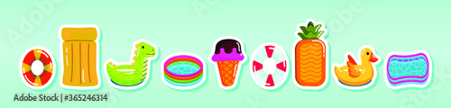 summer time beach sea vacation holidays inflatable floats rings tubes mattress set. vector illustration