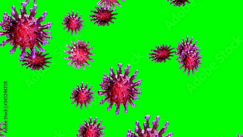 an illustration 3D of the COVID-19 on a green background