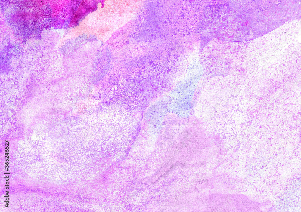 abstract watercolor textural background with pink, violet paint lines and brush strokes with spots