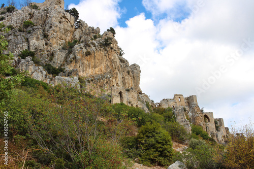 The impregnable castle of Saint Hilarion - the ancient residence of the kings of Cyprus, view from below. Cyprus...