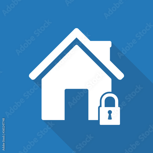  lockdown icon home icon with lock symbol quarantine stay home sign with long shadow vector © veronchick84
