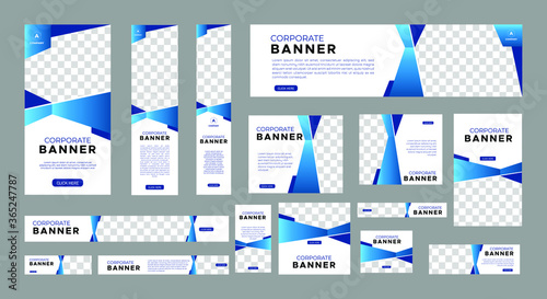 set of creative web banners of standard size with a place for photos. Vertical, horizontal and square template. vector illustration 