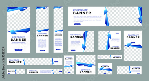 set of creative web banners of standard size with a place for photos. Vertical, horizontal and square template. vector illustration 