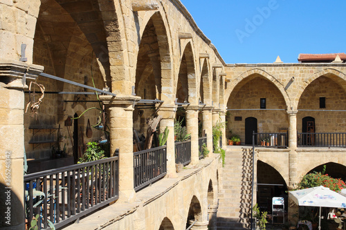 Inner courtyard of the caravanserai Buyuk Khan . Nicosia. Cyprus.