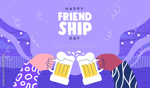 Friendship day beer drink toast web template