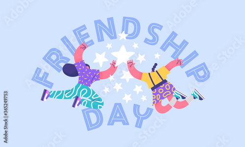 Friendship day card of girl friends high five