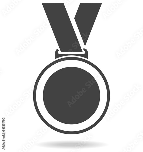 Sports medal icon. Sports medal with shadow isolated on white background. Vector illustration.