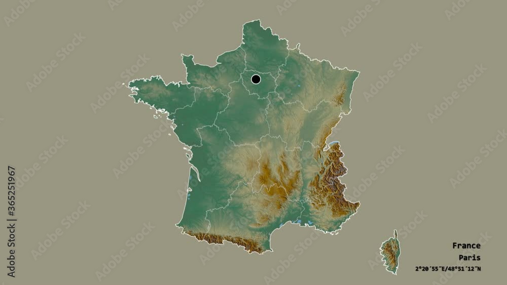 Pays de la Loire, region of France, with its capital, localized
