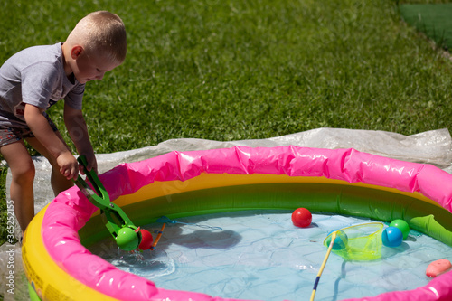 child play at the pool