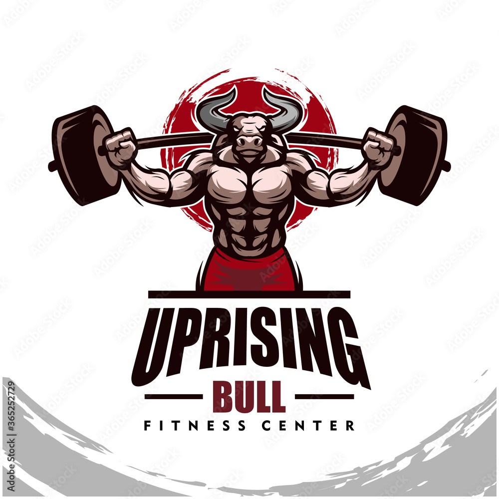 Bull with strong body, fitness club or gym logo. Design element for company  logo, label, emblem, apparel or other merchandise. Scalable and editable  Vector illustration vector de Stock | Adobe Stock