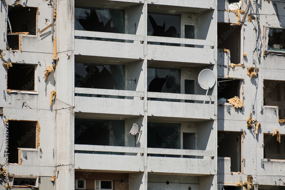 The demolition apartment building in Espoo, Finland.