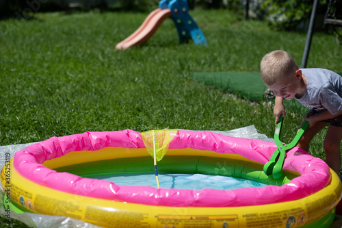 child play at the pool