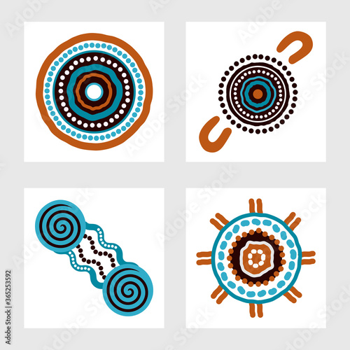 Set of aboriginal art painting icon design