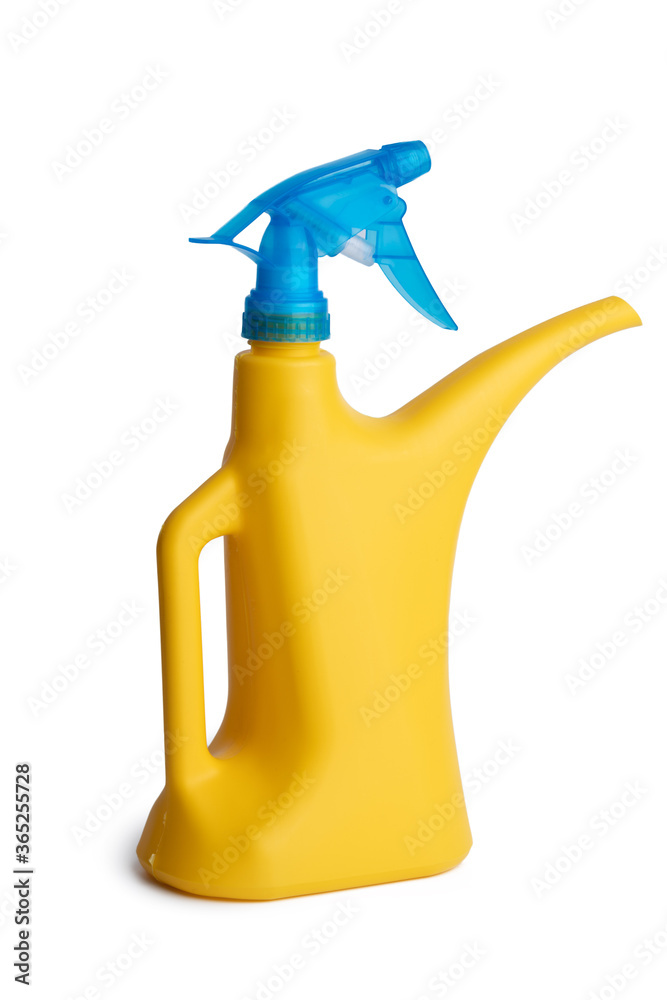 Plastic bright watering can isolated on white Plastic bright watering can isolated on white